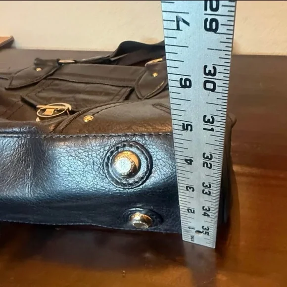 Marc Jacobs Distressed
Leather Signature Satchel - 
Dark Navy Large Soft Slouchy - Picture 12 of 13